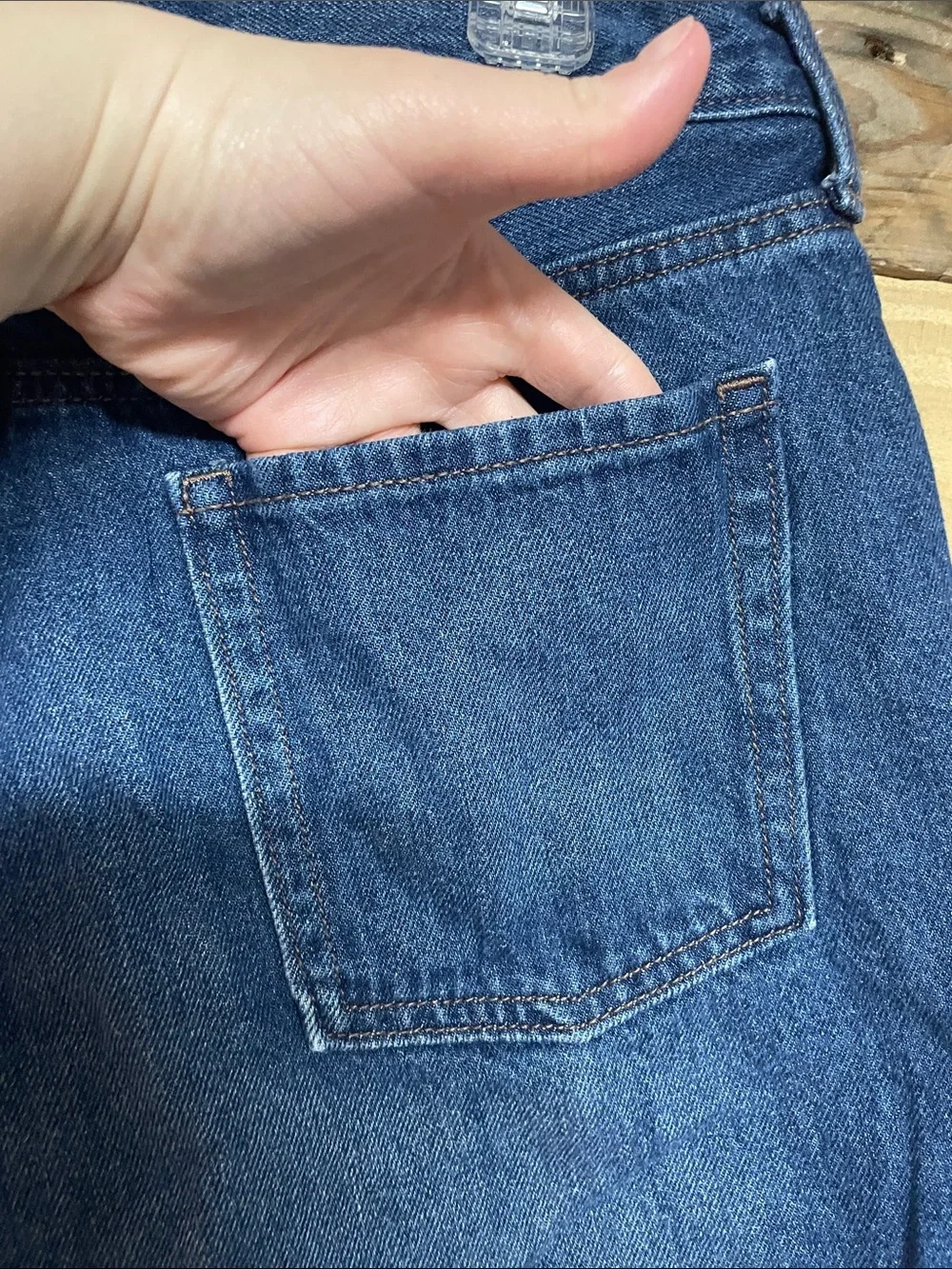 Old Navy size 10 High-rise Dark Wash Blue Jean 5” Shorts Classic Cut-Off Style